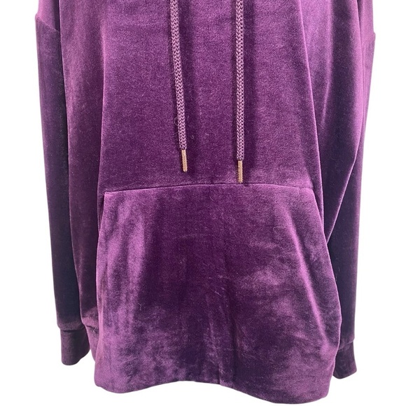 Green Tea Hoodie sz Large Comfy Mediumweight Velour Wine/Purple Long Sleeve Warm - Picture 5 of 10